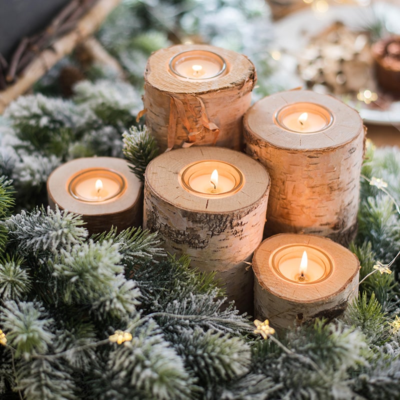 Birch Wood Tea Light Holder