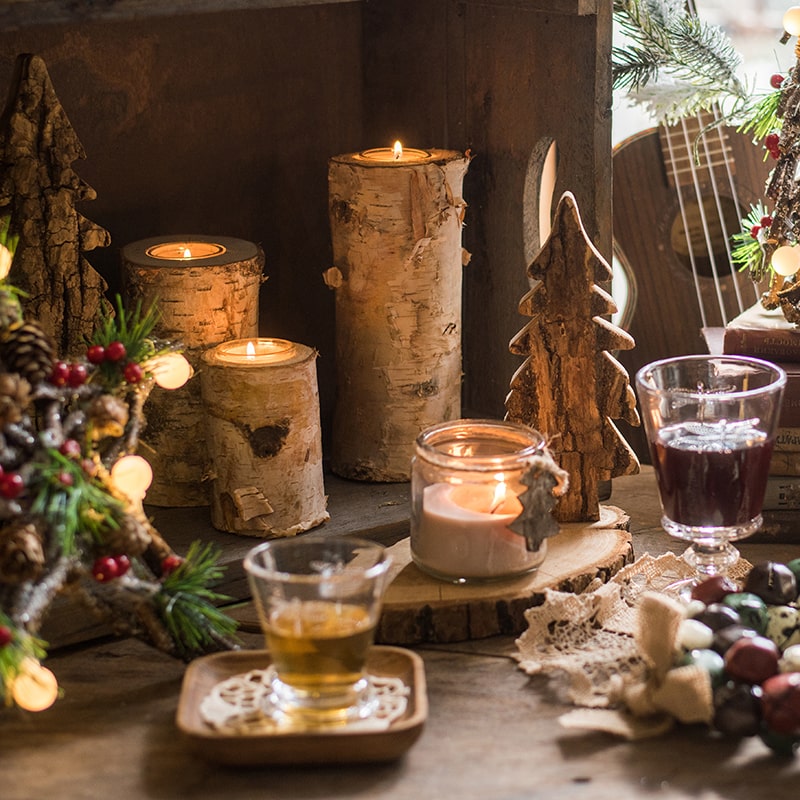 Birch Wood Tea Light Holder