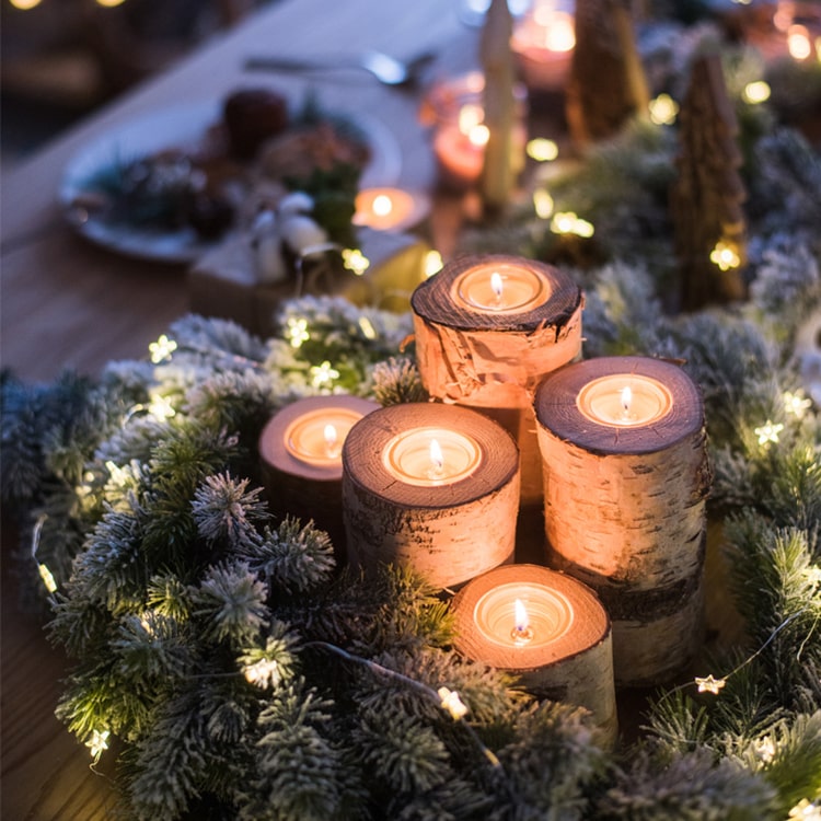 Birch Wood Tea Light Holder